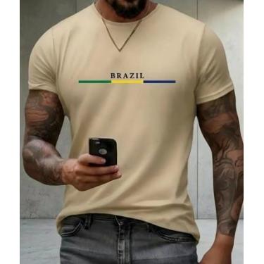 Imagem de Camiseta Lisa Estampada Brasil Patriota 100 Camisa Algodão 30.1 Básica