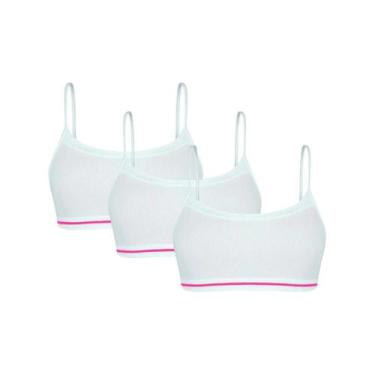 Imagem de Kit 3 Top Sutiã Básico Lobinha Sem Costura Menina Lupo, Branco, P