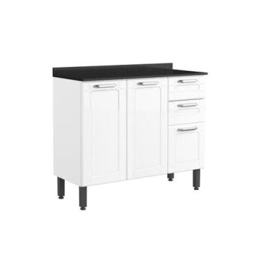 Imagem de Balcão de Cozinha em Aço 2 Gavetas 3 Ptas D Maria Bertolini, Branco