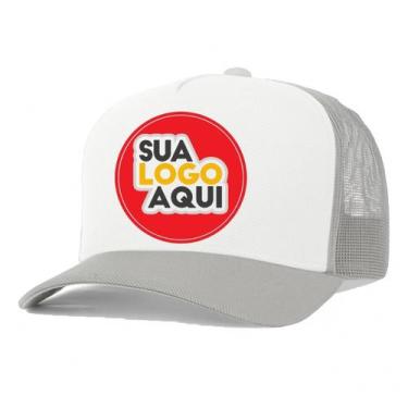 Imagem de Kit 4 Bonés Personalizados DTF Trucker Redinha Tela Aba Curva Cor:Cinz