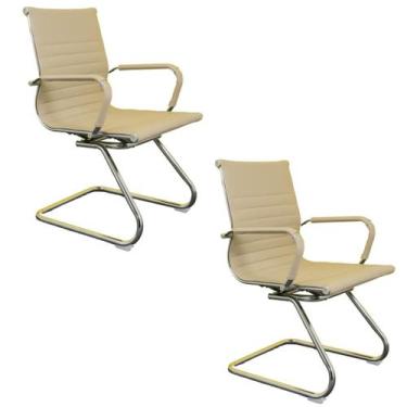 Imagem de Kit 02 Cadeiras Diretor Fixa Charles Eames Cromada Nude - B.Hoff Mobil