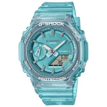 Imagem de Relógio CASIO G-SHOCK feminino anadigi azul GMA-S2100SK-2ADR