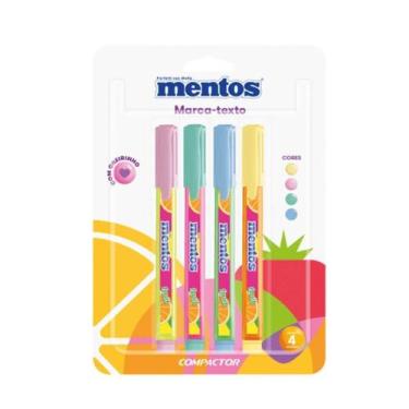 Imagem de Marca Texto com Cheirinho Mentos / Compactor - kit com 4/Cores