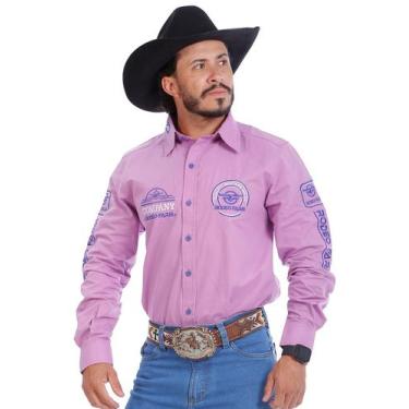 Imagem de Camisa Country Masculina Bordada Lilás - Rodeo Farm, EXG