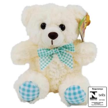 Imagem de Urso de Pelúcia Com Laço 18cm FD5052 - Fizzy, Creme