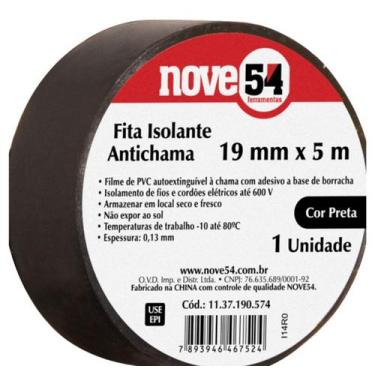 Imagem de Fita Isolante 19,0 mm x 5m preta anti-chamas