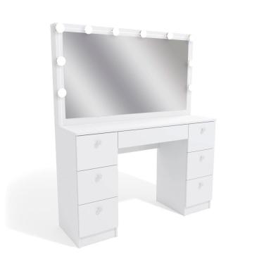 Imagem de Penteadeira 7 Gavetas Pe-80 Branco com Luz Camarim Ditália