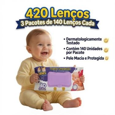 Imagem de Toalhas Umedecidas Lenços Umedecidos Bebê 3 Pacotes com 420 Lenços Pro
