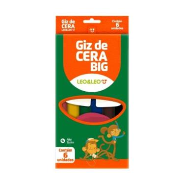 Imagem de Giz de Cera Grosso 6 cores 10x100mm (Pacote com 12 unidades) Leo&Leo L