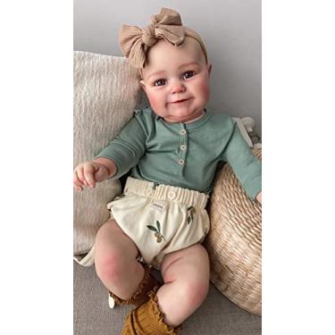 Imagem de Boneca reborn silicone bebe realista,feita à mão de 50 cm de vinil macio para Boneca bebê Reborn com roupas e com faixa de cabeça que parecem bebês de silicone verdadeiro,Boy