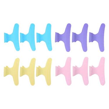 Imagem de Grampos de cabelo Vruping antiderrapantes com borboleta, grampos de cabelo chiques com garra de estilo para salão de beleza cor de cabelo permanente seção de cabeleireiro 12 peças, Colorful