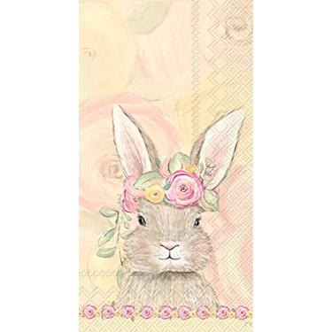 Imagem de Boston International Guardanapos de papel IHR de 3 camadas, tamanho de 16 unidades, coroa de flor de coelho