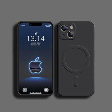 Imagem de Capa de ímã de silicone líquido para iPhone 11 12 13 Pro Max X Xs Xr 8 Plus 13Mini 12Mini carregador sem fio capa magnética para telefone, preto, para iphone 13Pro Max