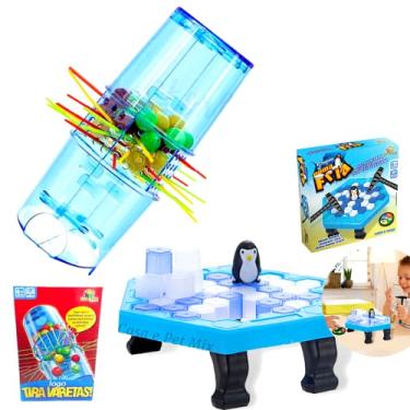 Kit 2 Jogos Brinquedo Pinguim Numa Fria Quebra Gelo Criança + Jogo