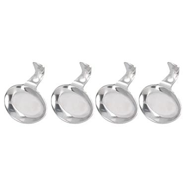 Imagem de aço inoxidável 2 propósitos compacto durável suporte de descanso de pauzinhos,4 peças de suporte de colher, para balcão de cozinha cozinhando utensílios de descanso suporte de colher de concha