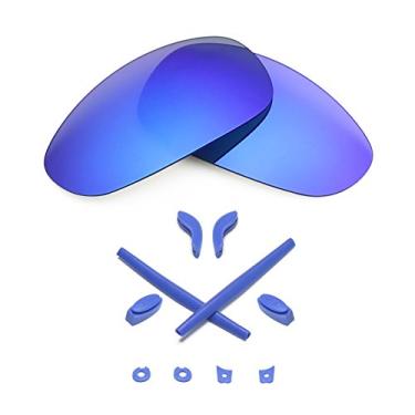 Imagem de Lentes de reposição e kits de borracha Mryok para óculos de sol Oakley Juliet – Opções, Deep Blue Polarized Lenses & Deep Blue Rubber Kits, One Size