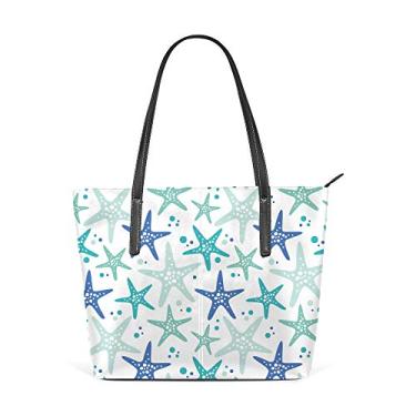 Imagem de Bolsa de ombro para mulheres, sacola de couro, bolsa grande para compras, trabalho, tema marítimo, bolsa casual