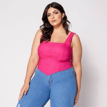 Imagem de Blusa Cropped de Alça Plus Corset com Bojo