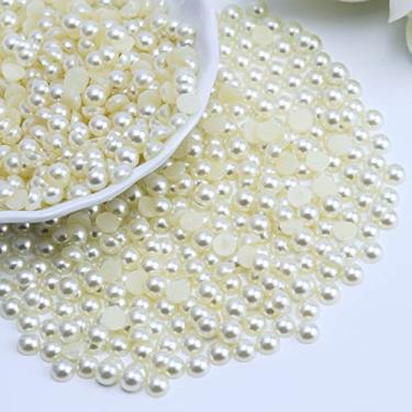 Imagem de Briskbloom 1300 peças 6 mm flatback meias pérolas para artesanato joias scrapbook decoração de unhas, pérolas planas pedras preciosas para Crocs sapatos scrapbooking, imitação de pérolas soltas