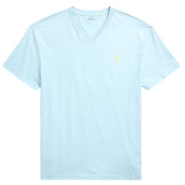 Imagem de Polo Ralph Lauren Camiseta masculina com gola V e modelagem clássica, Azul alpino, G