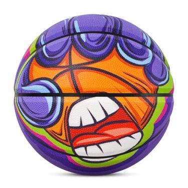 Imagem de Kuangmi Bola de basquete hip-hop, tamanho oficial padrão 7 75 cm, bola de cesta de rua interna e externa, rosnado