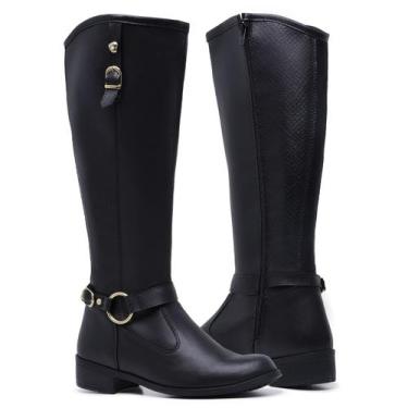 Imagem de Bota Cano Alto Gmm Shoes 11080 Leve e Confortável Zíper Feminino, Pret