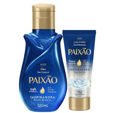 Imagem de Kit Paixão Inspiradora Rosas Brancas Óleo Corporal + Creme para Mãos