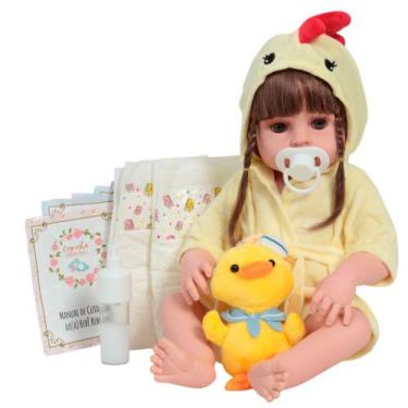 Imagem de Boneca Bebê Reborn Realista 46cm Saída de Banho Bichinho - Cegonha Reb
