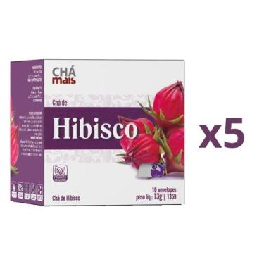 Imagem de Chá de Hibisco Kit com 5 Caixas de 10 Sachês cada - Chá Mais, Hibisco,
