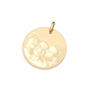 Imagem de Pingente Rommanel Medalha Redonda Foto Gravada Personalizada, Dourado