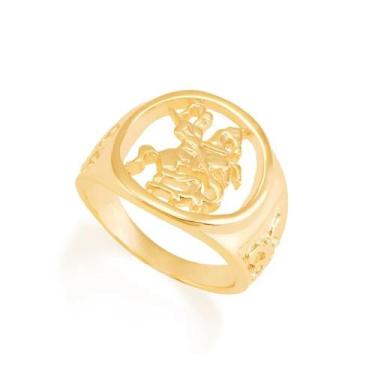 Imagem de Anel Com Imagem De São Jorge Vazada Rommanel 511145, 30, Dourado