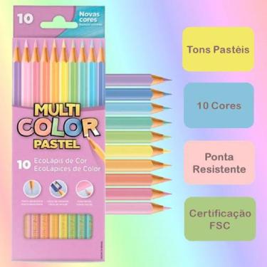 Imagem de Lápis de Cor Multicolor Super 10 Cores Tons Pastel