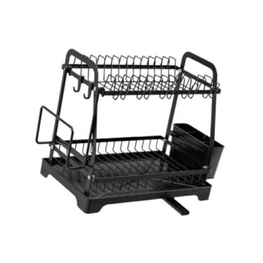 Imagem de IEUDNS 2 Camadas Multifuncional Prato Secador Suporte de Utensílios Grande Capacidade Pia Utensílio Caixa de Armazenamento Escorredor de Pratos Bandeja para