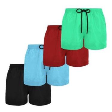 Imagem de Kit 4 Short Tactel Masculino Plus Size Moda Praia Bermuda Lisa-Masculino