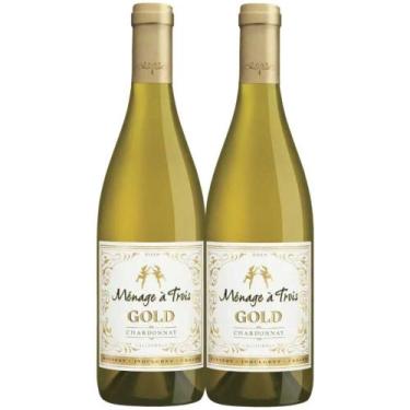 Imagem de Kit 2 Garrafas Vinho Branco Menage A Trois Gold Chardonnay 750ml - Tri