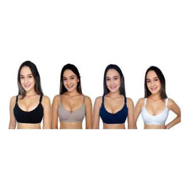 Imagem de 4 Sutiã Liso Algodão Sem Bojo Lingerie Revenda Promoção