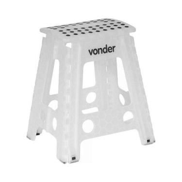 Imagem de Banqueta plástica dobrável branca vonder 150kg altura 450mm
