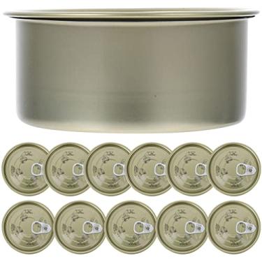 Imagem de Luxshiny 12 Peças De Lata Autovedante Cali Com Tampa, Recipiente Alimentos Recarregáveis, Redondas E Vazias, Latas Salgueiro, Atum Para Peixes, Doces, Carnes, Animais Estimação, 8,3 X 3,8 Cm