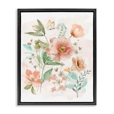 Imagem de Stupell Industries Arte de parede em tela flutuante preta rosa selvagem flores de primavera por Nan, 25 x 31