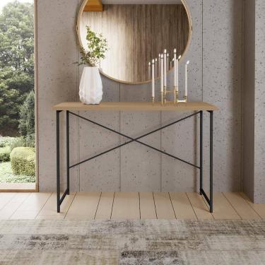 Imagem de Aparador Steel 90 Cm Estilo Industrial Com Pés Em Aço Preto/Fendi