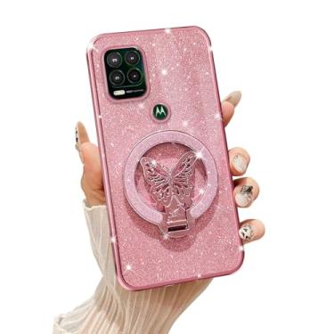 Imagem de Tesazxcn Capa de celular para Motorola Moto G Stylus 5G 2021 [compatível com Magsafe] com suporte de borboleta e cordão macio TPU Bling capa de proteção à prova de choque para Moto G Stylus 5G 2021
