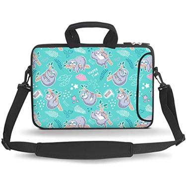 Imagem de HEABPY Bolsa carteiro com alça de bolso acessório para notebooks/ebooks/tablet infantil/ipad (preguiça, 14 a 15,6 polegadas)