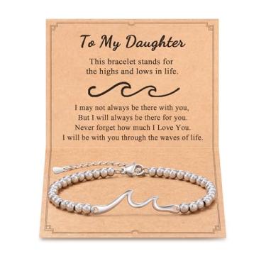 Imagem de Tarsus Presentes para mulheres/adolescentes, The Waves of Life I'll Through with You, pulseira de onda para filha, mãe, aniversário, Natal, Dia dos Namorados, presentes inspiradores, average, Sem
