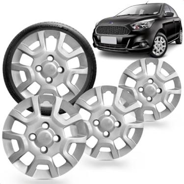 Imagem de Kit 4 Calotas Ka 2014 Aro 13 Prata Cubo Baixo Grid