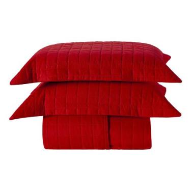 Imagem de Cobre Leito King 2 Porta Travesseiros 300 fio Basic Vermelho - Home Fe