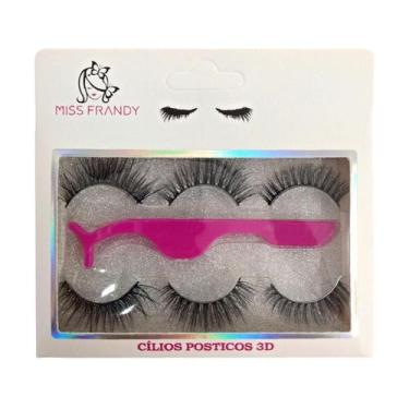 Imagem de Kit Miss Frandy - Cílios Postiços com 3 Pares e Uma Pinça 