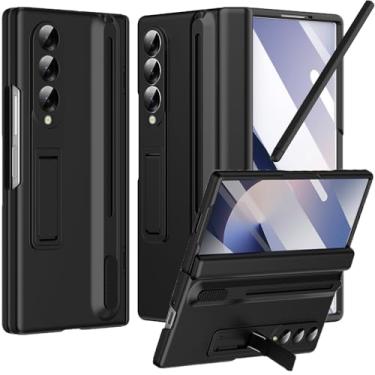 Imagem de NINKI Capa para Samsung Galaxy Z Fold 3 com suporte para caneta S e Stylus e suporte invisível, capa protetora de tela integrada com dobradiça de corpo inteiro dobrável 3 para Samsung Z Fold 3 capa
