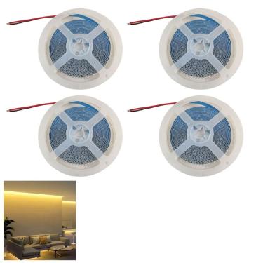 Imagem de Fita Led 3000K 5 Metros 240 Leds 16W Kit 4 Unidades Casa Apartamento Sala Quarto Teto Rebaixado Gesso