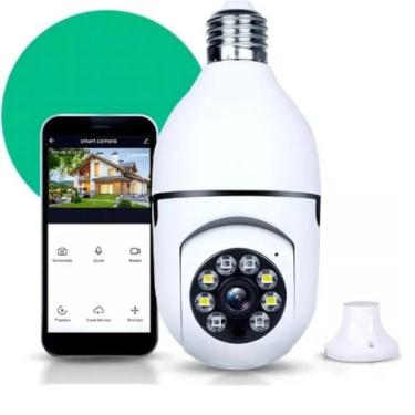 Imagem de Câmera Lâmpada Wi-Fi 360° Full HD com LEDs Brancos e Notificação