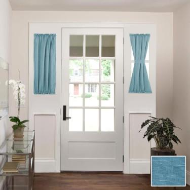 Imagem de H.VERSAILTEX Cortinas francesas de linho, semitransparentes, com redução de luz, portas de privacidade, capa de janela com amarração | Bolso para varão 1 painel para portas de vidro da sala de estar